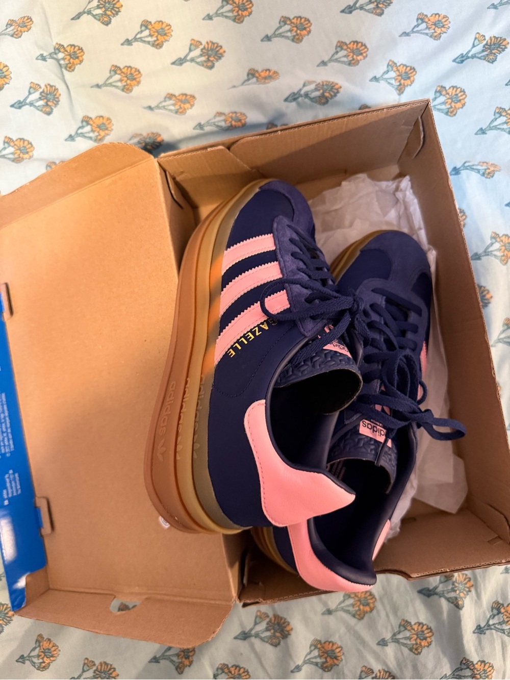 adidas Navy & Pink Platform Gazelle Sneakers - Picture 6 of 8